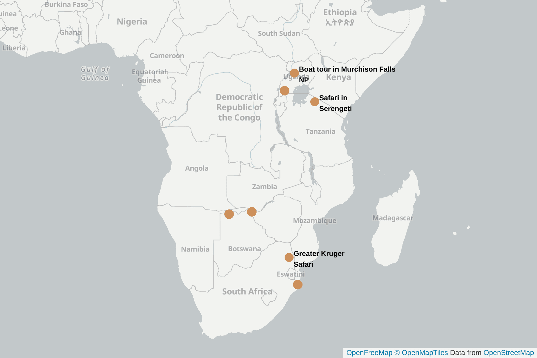 Map of Nile Crocodile